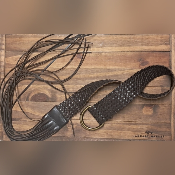 Braided Leather Fringe Belt 49" - Picture 5 of 5